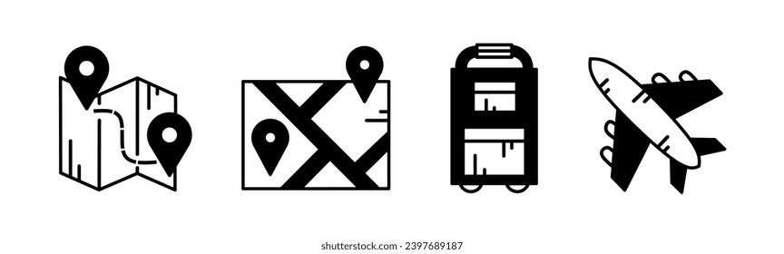 Ilustración en blanco y negro vectorial de viajes para empresas. Vector de material.
