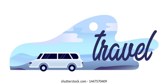 travel icon vector flat with car 