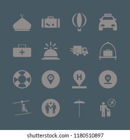 travel icon. travel vector icons set baggage cart, suitcase, taxi cab and balloon
