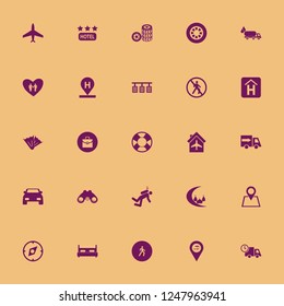 travel icon. travel vector icons set fast delivery truck, wheel, no pedestrian crossing and double bed