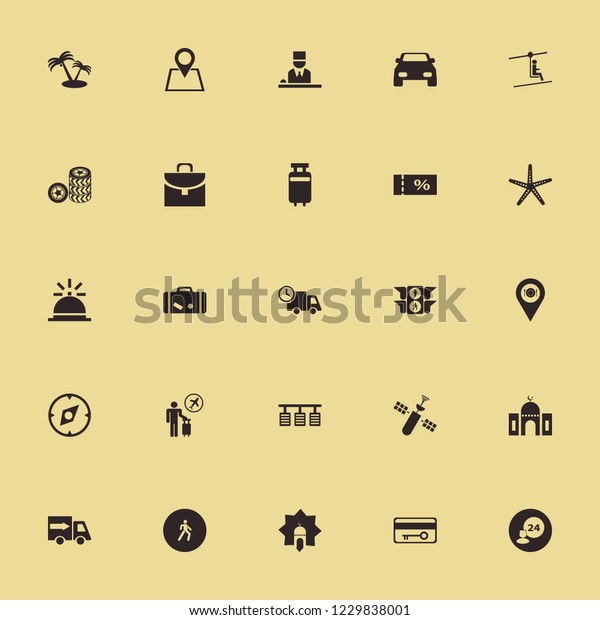 travel icon. travel vector\
icons set room service, briefcase, travelling luggage and hotel\
reception