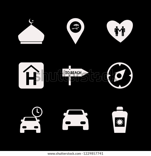 travel icon. travel vector\
icons set compass, parking time, beach direction and man woman\
love