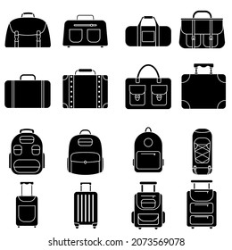 Travel icon vector set. luggage illustration sign collection. bag symbol. suitcase logo. backpack mark.