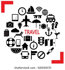 travel icon vector,Set of travel icons