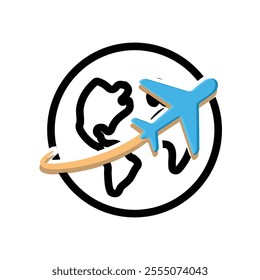 travel icon. world and plane.  Vacation vector Contains designs, travel, holidays, summer, holidays, tourism and more. mixed design style