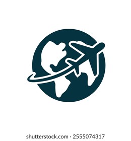 travel icon. world and plane.  Vacation vector Contains designs, travel, holidays, summer, holidays, tourism and more. solid design style