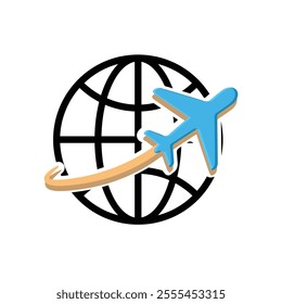 travel icon. world and plane.  Vacation vector Contains designs, travel, holidays, summer, holidays, tourism and more. mixed design style