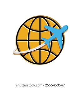 travel icon. world and plane.  Vacation vector Contains designs, travel, holidays, summer, holidays, tourism and more. Flat color design style