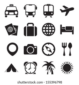 Travel Black White Icons Stock Vector (Royalty Free) 255354049