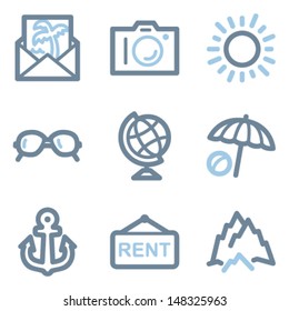 Travel icons, blue line contour series