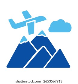 Ícones De Viagem Em Estilo Azul, Ilustração De Vetor