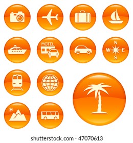 Travel icons, buttons