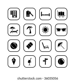 Travel icons, B&W series.