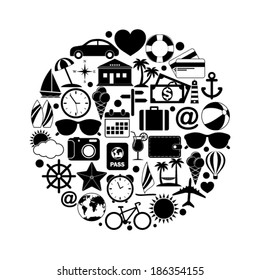 Travel icons  in circle