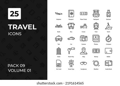 Travel icons collection. Set contains such Icons as 5 stars hotel, airplane, anchor, and more