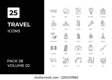 Travel icons collection. Set vector line with elements for mobile concepts and web apps. Collection modern icons.