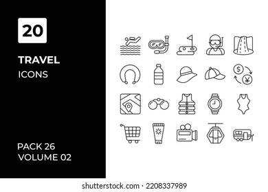 Travel icons collection. Set vector line with elements for mobile concepts and web apps. Collection modern icons.