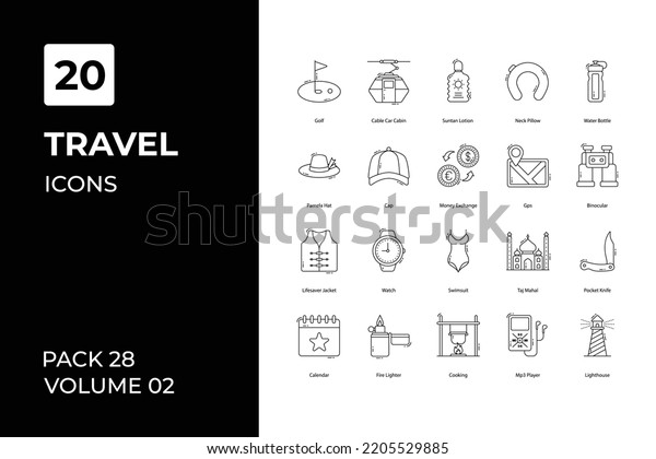 Travel icons
collection. Set vector line with elements for mobile concepts and
web apps. Collection modern
icons.