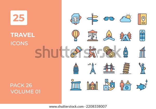 Travel icons\
collection. Set vector line with elements for mobile concepts and\
web apps. Collection modern\
icons.