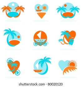 travel icons collection - vacation emblems and symbols