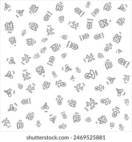 Travel icons in design pattern with various shapes