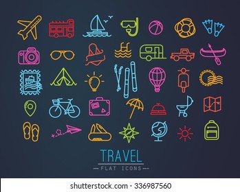 Travel icons drawing in