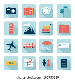 Travel icons, flat design