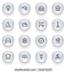 Travel icons with glossy buttons.