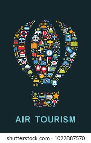 Travel icons are grouped in Aerostat form