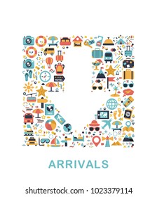 Travel icons are grouped in Arrivals form