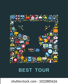Travel icons are grouped in Best tour form