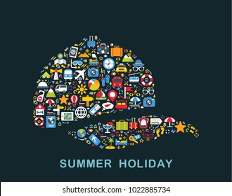 Travel icons are grouped in Cap form