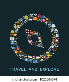 Travel icons are grouped in Compass form