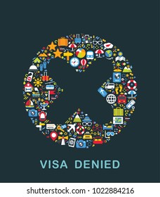 Travel icons are grouped in Cross form