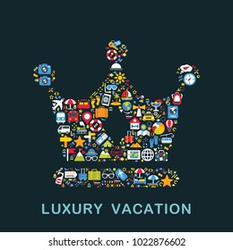 Travel icons are grouped in Crown form