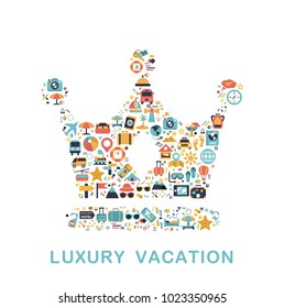 Travel icons are grouped in Crown form