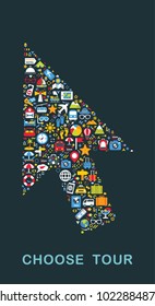 Travel icons are grouped in Cursor form