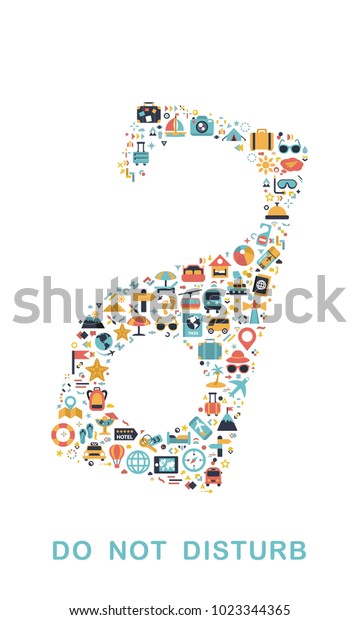 Travel Icons Grouped Door Tag Form Stock Vector Royalty Free