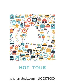 Travel icons are grouped in Hot tour form