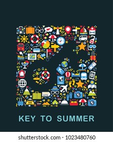 Travel icons are grouped in Key form