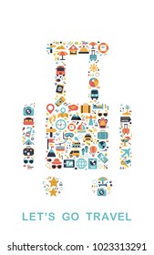 Travel icons are grouped in Luggage form
