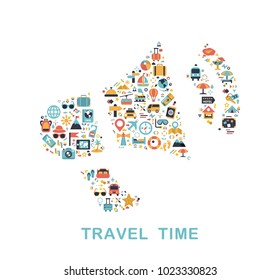 Travel icons are grouped in Megaphone form