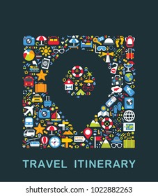 Travel icons are grouped in Placeholder form