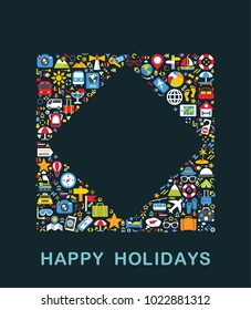 Travel icons are grouped in Rhombus form
