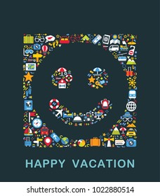 Travel icons are grouped in Smile form