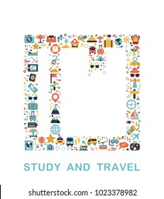 Travel icons are grouped in Study and travel form