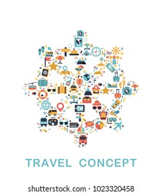 Travel icons are grouped in Wheel form
