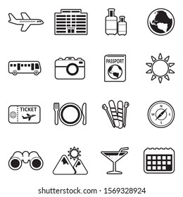 Travel Icons. Line With Fill Design. Vector Illustration.