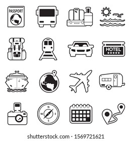 Travel Icons. Line With Fill Design. Vector Illustration.