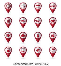 travel icons with location icon